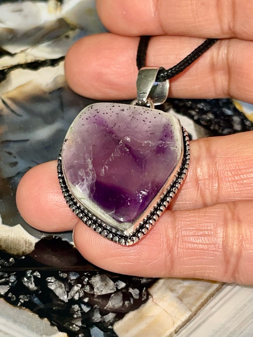Beautiful Auralite Amethyst Pendant 2”